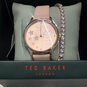 Ted Baker Pink and Gold Star Dial Women's Watch with Bracelet